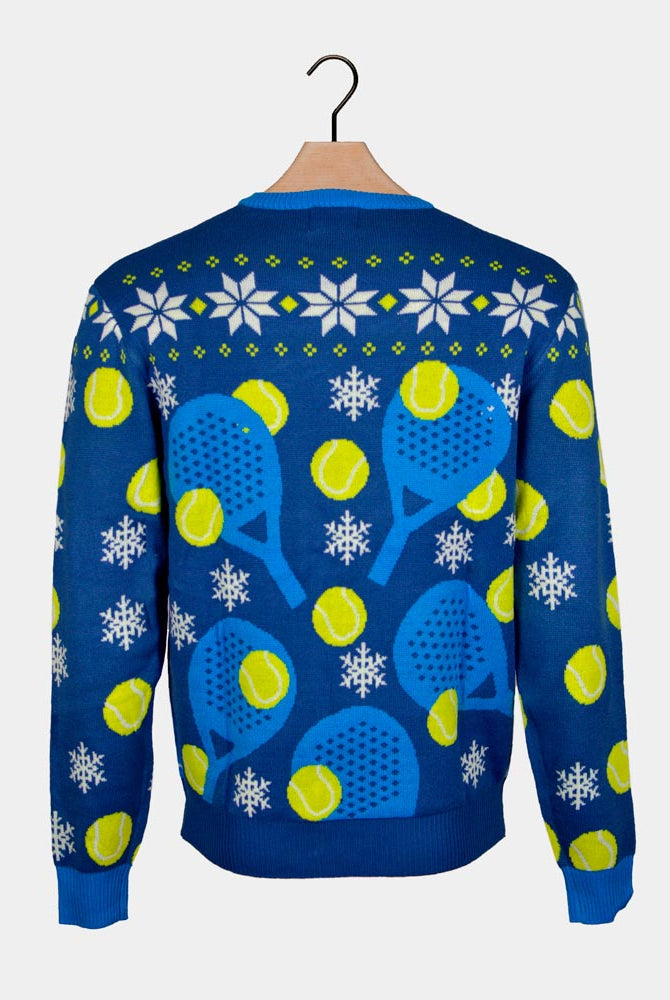 Padel Christmas Pull de Noël pour Couple Bleu