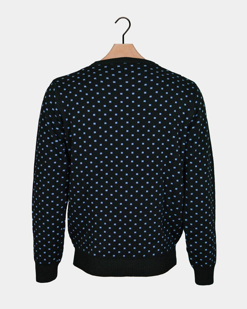 Pull de Noël Couple Bleu Renne Nez Rouge 3D