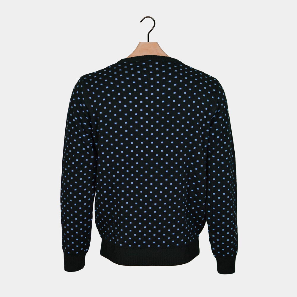 Pull de Noël Couple Bleu Renne Nez Rouge 3D