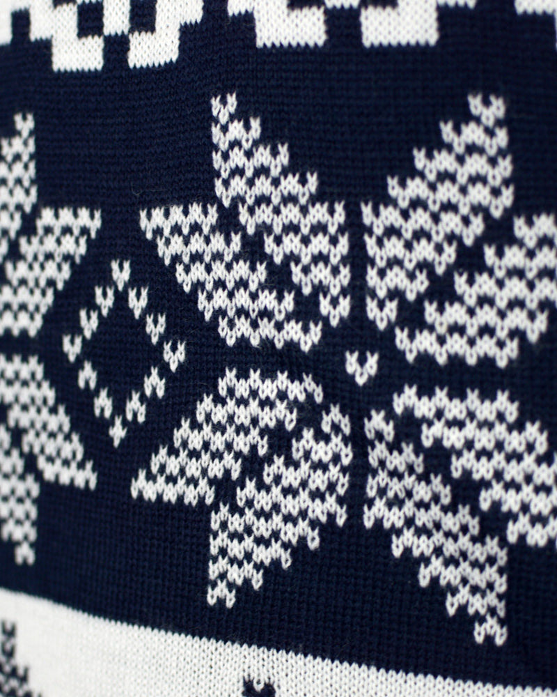 Pull de Noël Bleu Pôle Nord détail