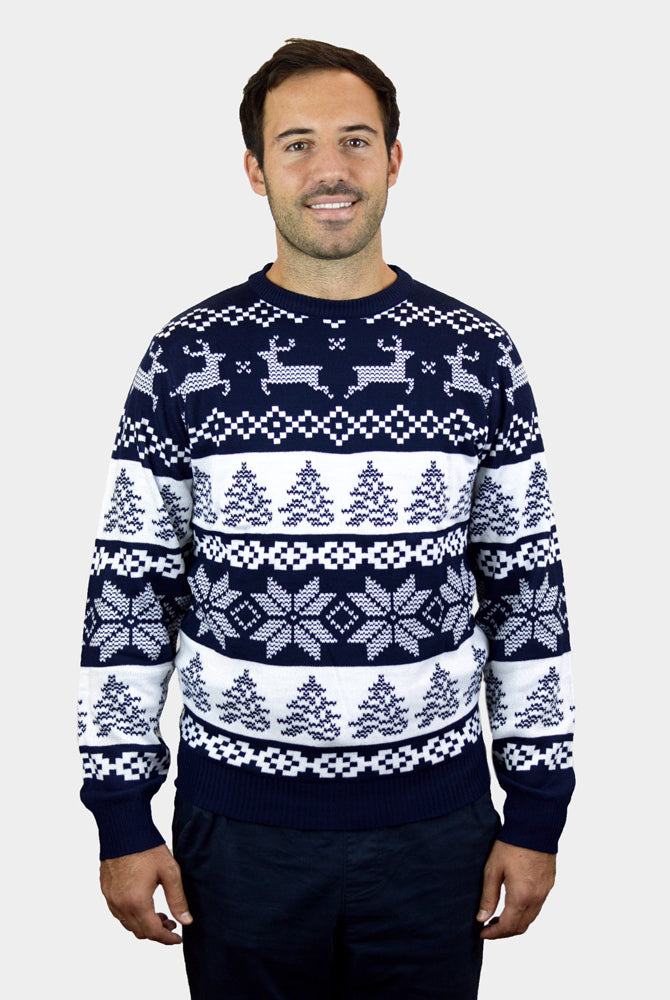 Pull de Noël Bleu Pôle Nord homme