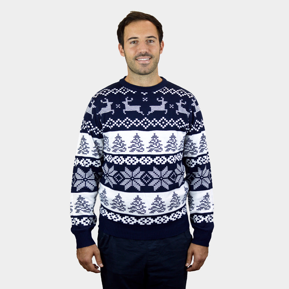 Pull de Noël Bleu Pôle Nord homme