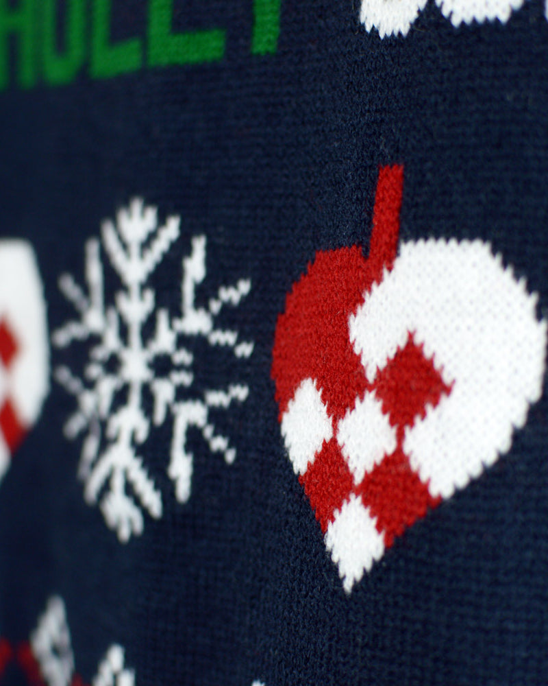 Pull de Noël pour Couple Bleu et Rouge Cardigan