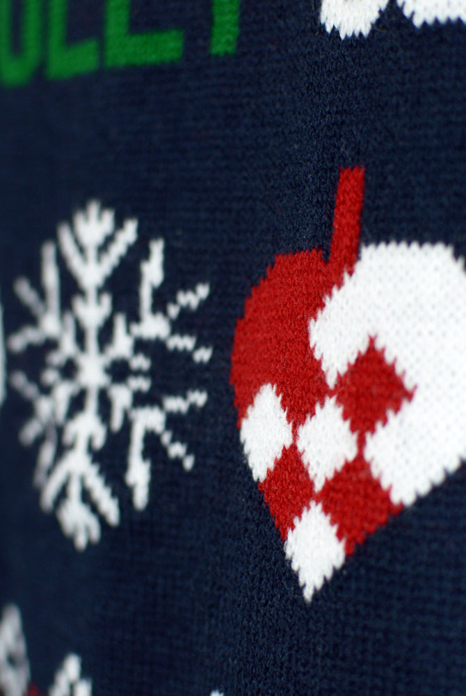 Pull de Noël pour Couple Bleu et Rouge Cardigan