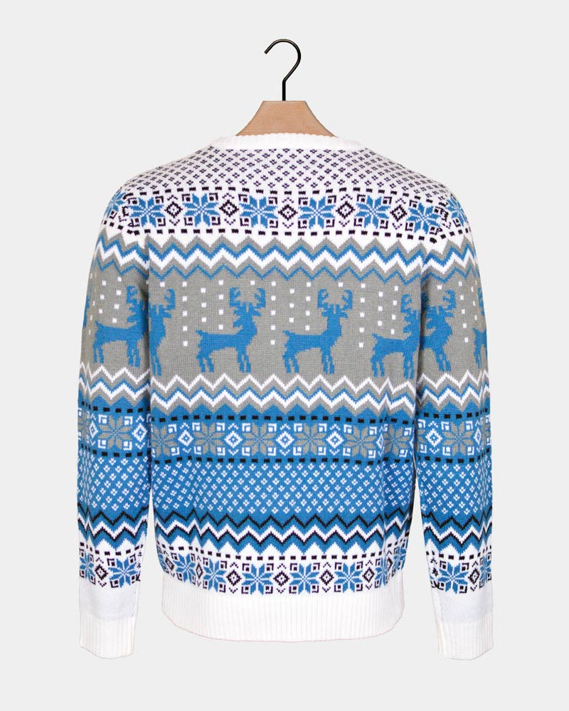Pull de Noël Chic pour Couple Blanc, Gris et Bleu Rennes