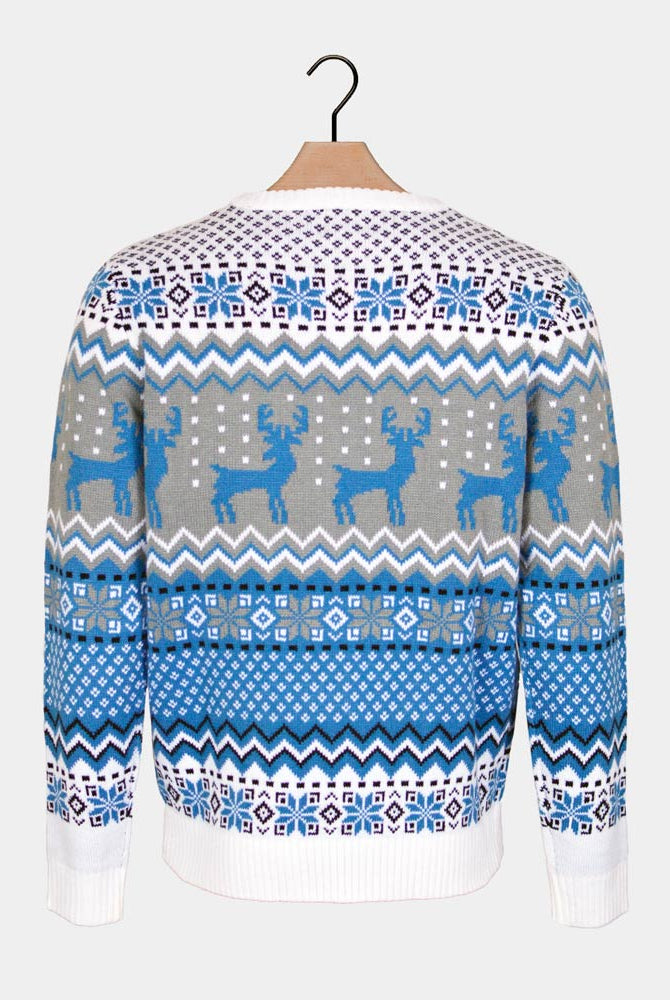 Pull de Noël Chic pour Couple Blanc, Gris et Bleu Rennes