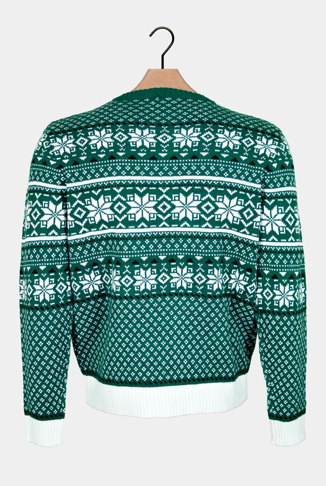 Pull de Noël Chic Couple Classique Vert Blanc