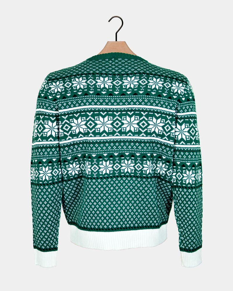 Pull de Noël Chic Homme Classique Vert et Blanc