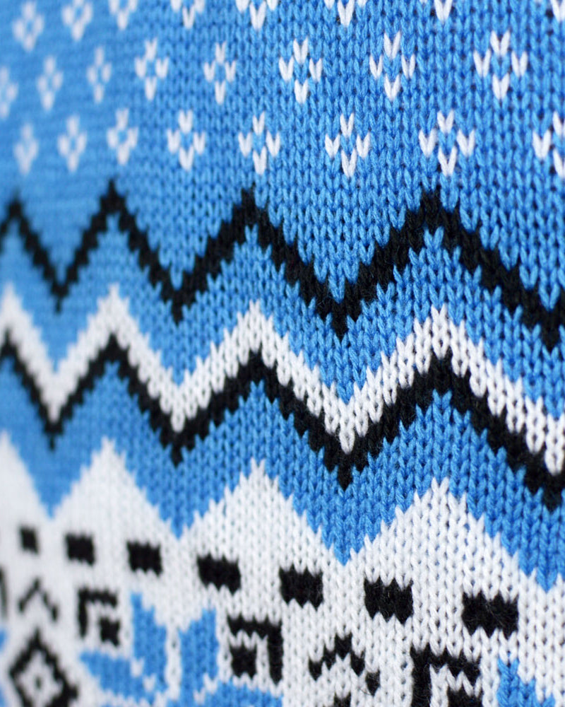 Pull de Noël Chic pour Couple Blanc, Gris et Bleu avec Rennes detail