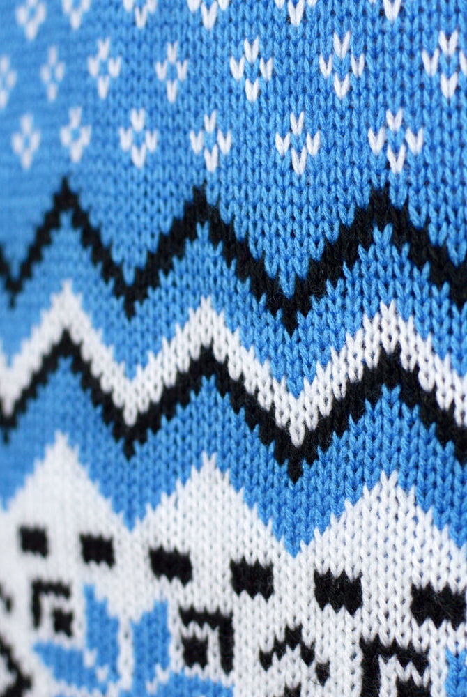 Pull de Noël Chic pour Couple Blanc, Gris et Bleu avec Rennes detail
