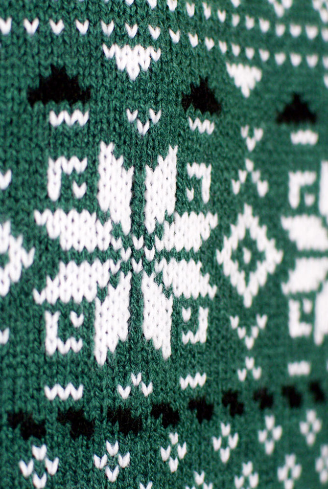 Pull de Noël Chic pour Couple Classique Vert et Blanc detail
