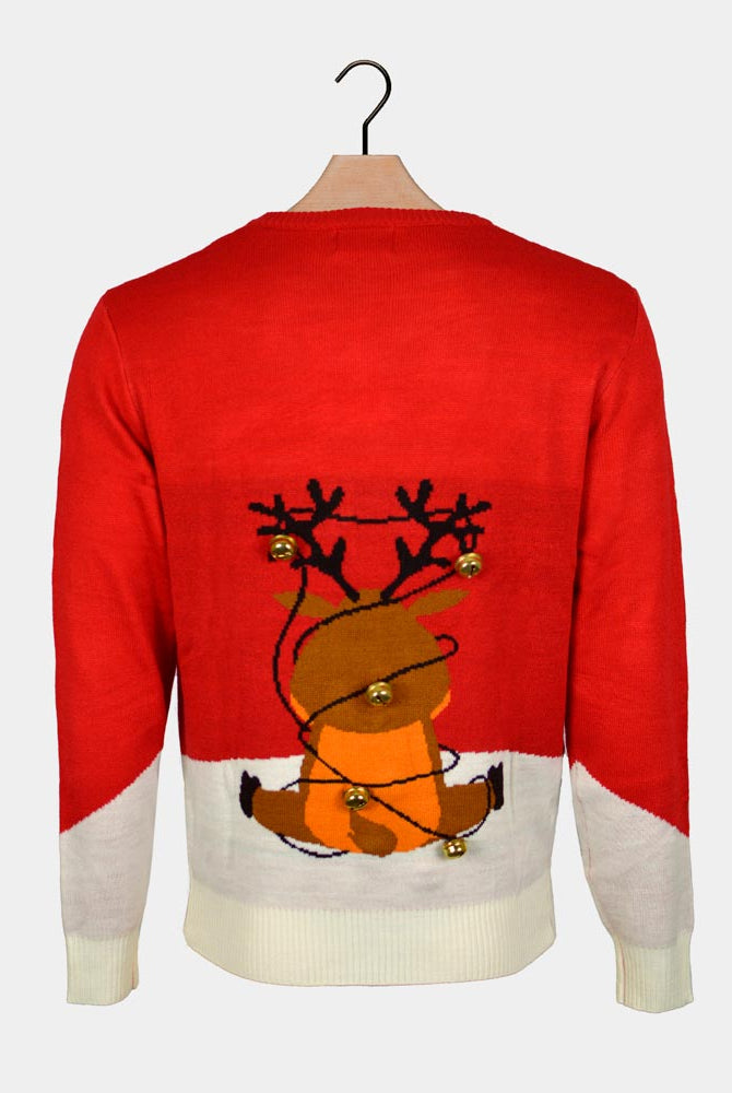 Jingle Bells Suck Grelots 3D Pull de Noël pour Couple Rouge