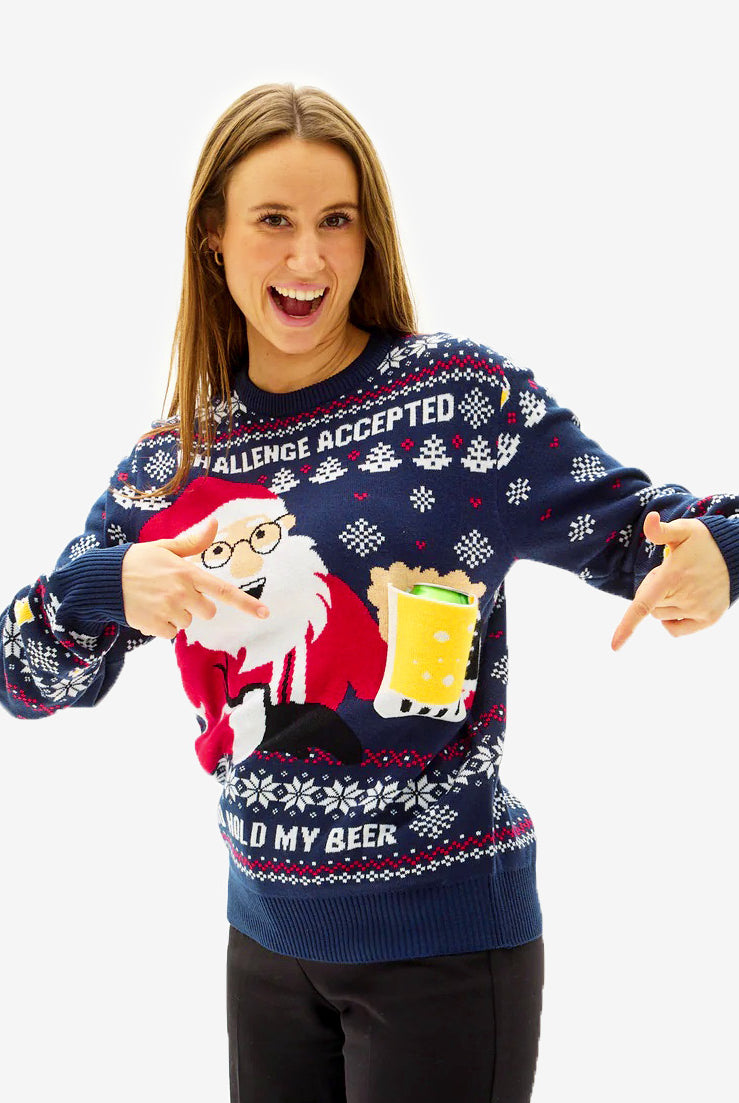 Pull de Noël pour Couple Beer Pocket 3D femme