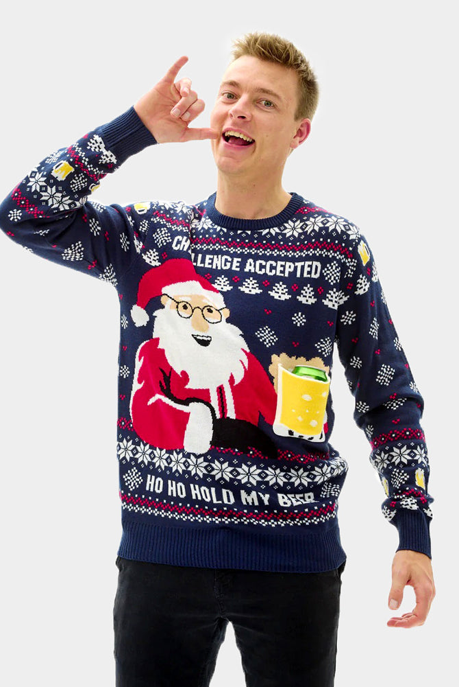 Pull de Noël pour Couple Beer Pocket 3D homme