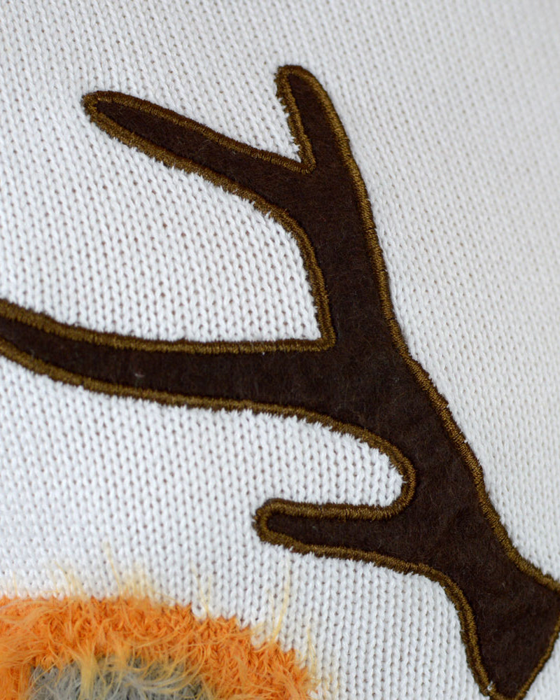Pull de Noël pour Couple Blanc avec Renne 3D detail