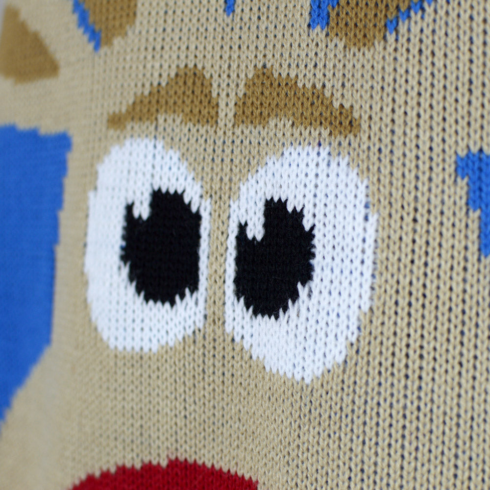 Pull de Noël pour Couple Bleu Ciel avec Renne et Neige detail