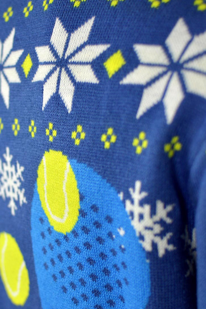 detail Pull de Noël pour Couple Bleu Padel Christmas