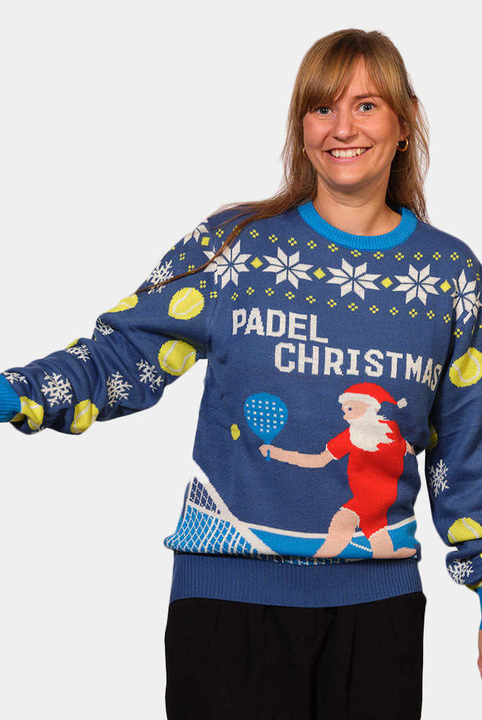 Pull de Noël pour Couple Bleu Padel Christmas femme