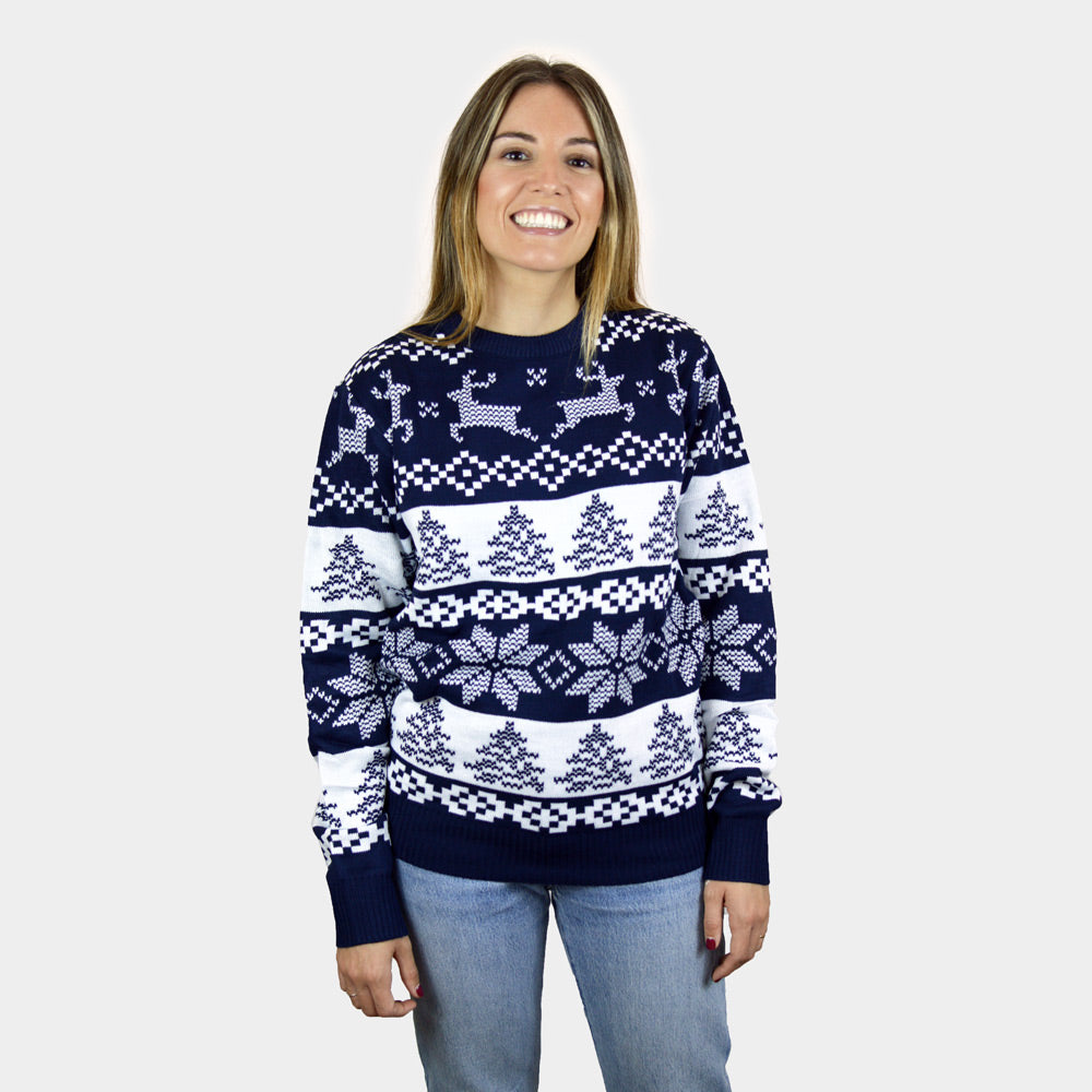 Pull de Noël pour Couple Bleu Pôle Nord femme