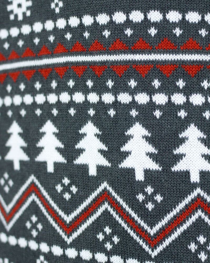 Pull de Noël pour Couple à Col Roulé Rennes Coton Bio Gris
