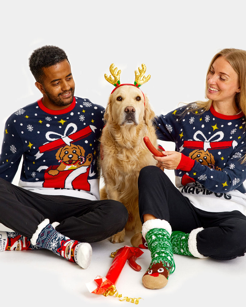 Pull de Noël pour Couple Feliz Navidog