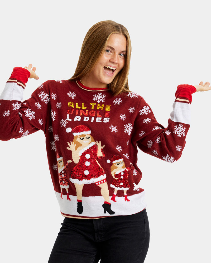 Pull de Noël pour Couple Jingle Ladies Sequins femme