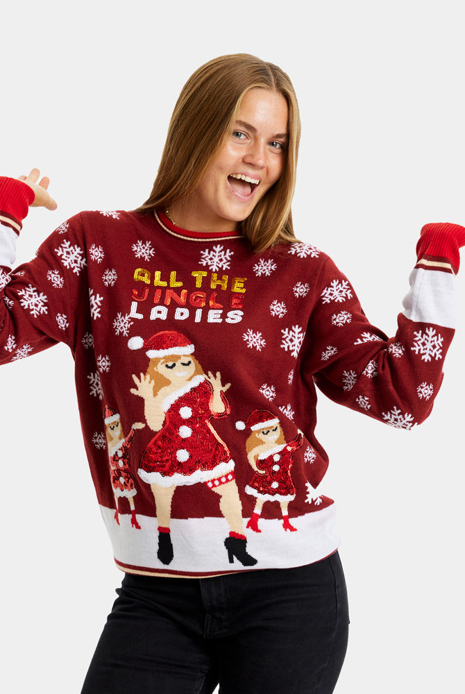 Pull de Noël pour Couple Jingle Ladies Sequins femme