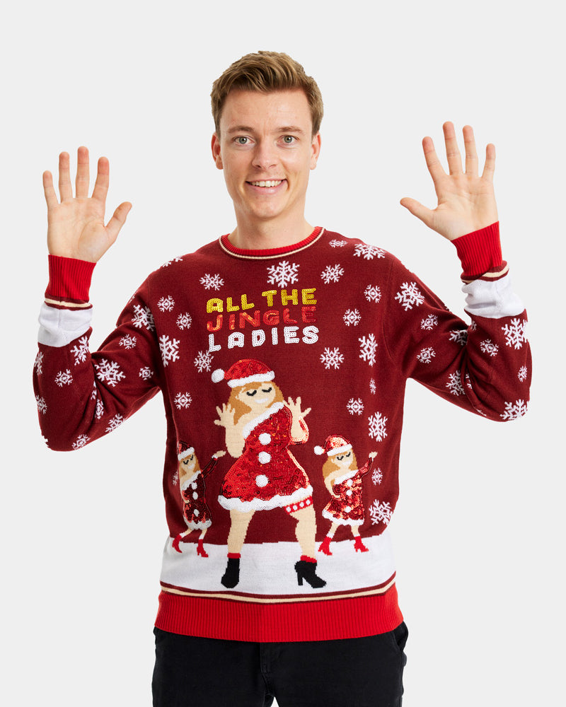 Pull de Noël pour Couple Jingle Ladies Sequins homme
