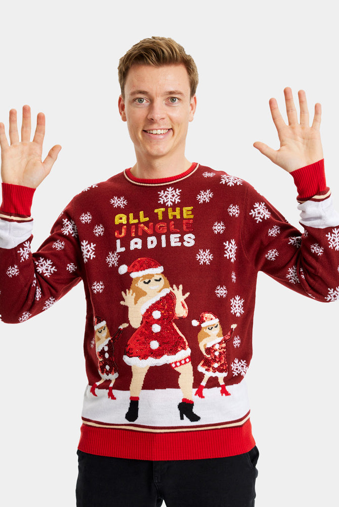 Pull de Noël pour Couple Jingle Ladies Sequins homme