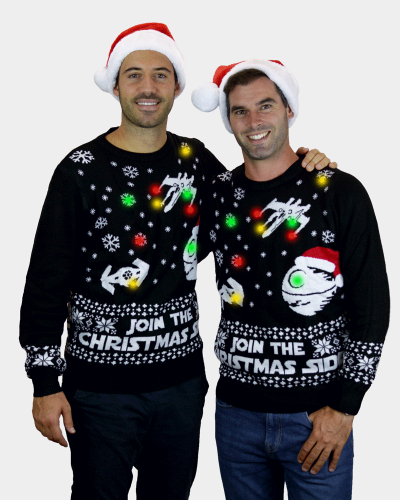 Pull de Noël Star Wars Couple Homme Lumineux LED Join the Christmas Side