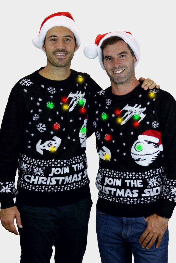 Pull de Noël Star Wars Couple Homme Lumineux LED Join the Christmas Side