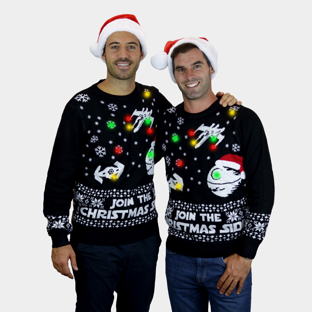 Pull de Noël Star Wars Couple Homme Lumineux LED Join the Christmas Side