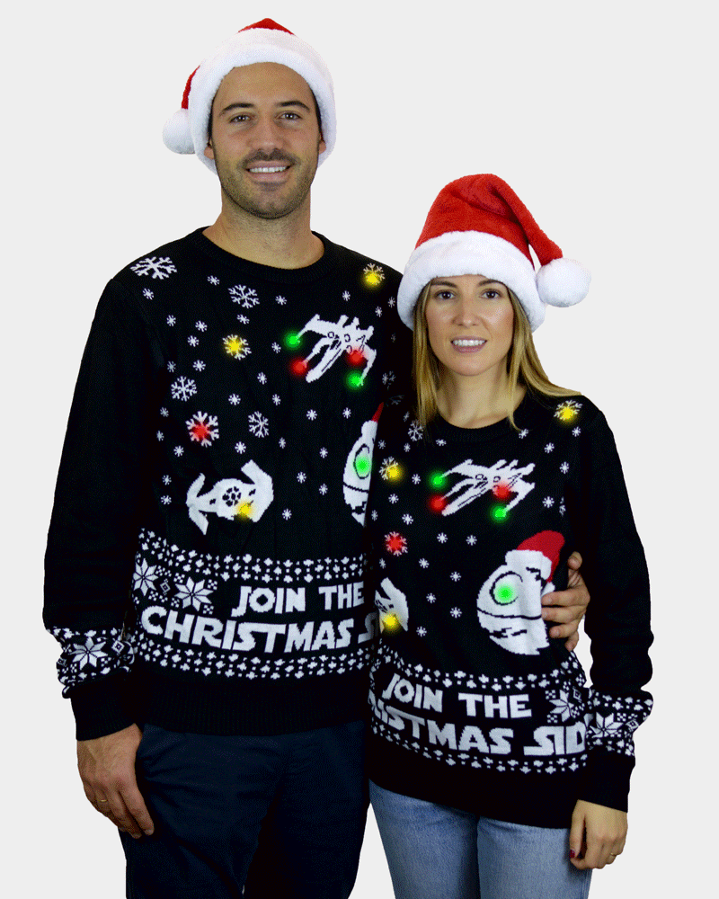 Pull de Noël pour Couple Lumineux LED Join the Christmas Side