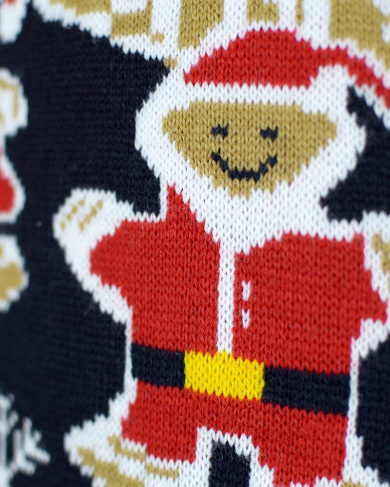 Pull de Noël pour Couple Lumineux LED Maison de pain d'épices detail