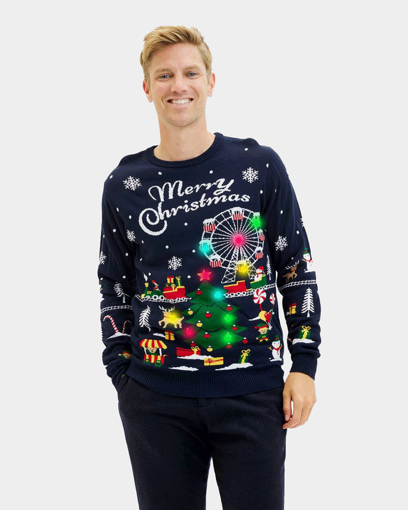Pull de Noël pour Couple Lumineux LED Marché de Noël Homme