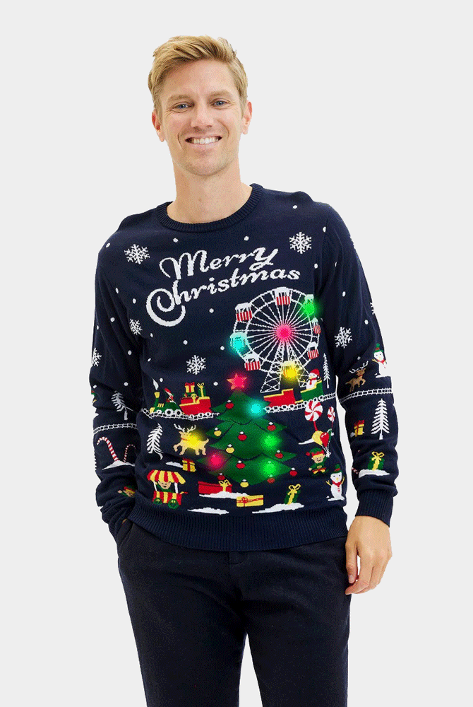 Pull de Noël pour Couple Lumineux LED Marché de Noël Homme