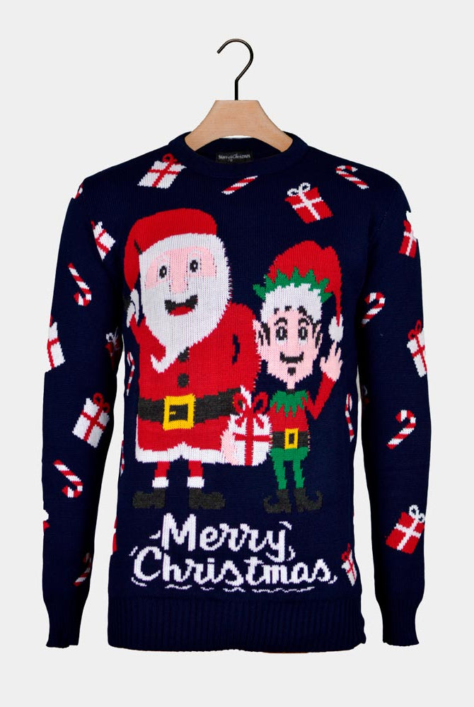 Pull de Noël pour Couple Père Noël et Elfe