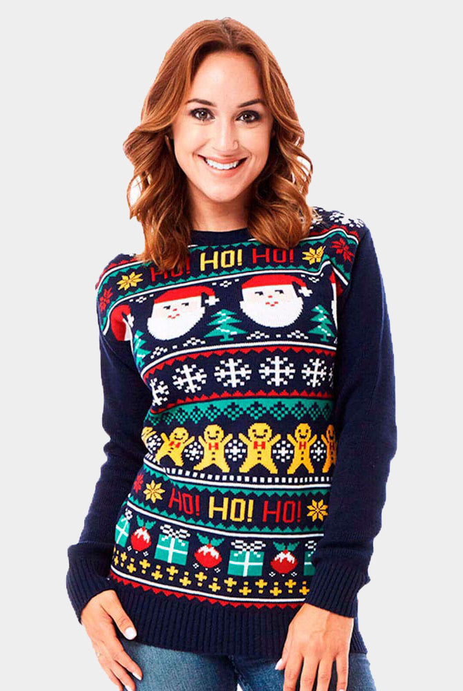 Pull de Noël pour Couple Père Noël Ho Ho Ho! femme