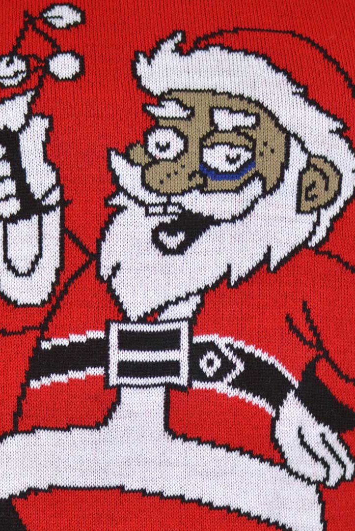 Pull de Noël pour Couple Père Noël avec un Martini detail