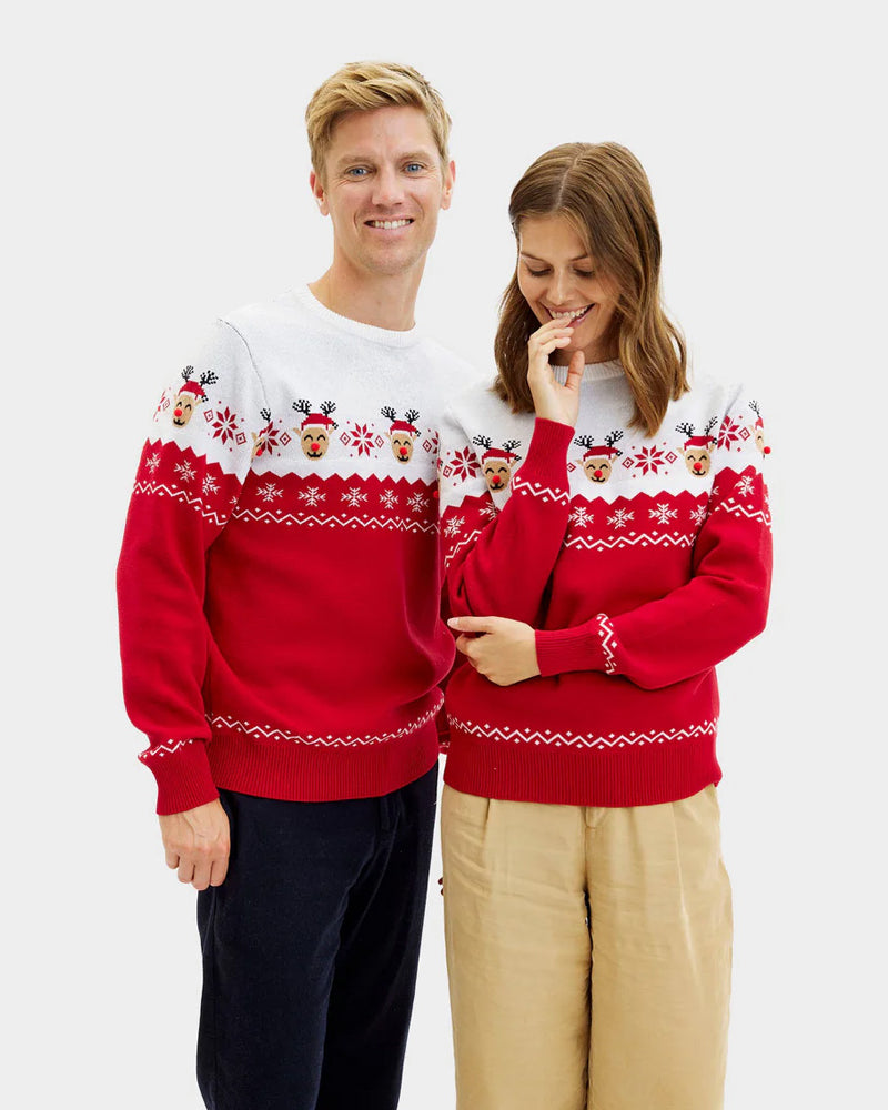 Pull de Noël pour Couple Renne Adorable