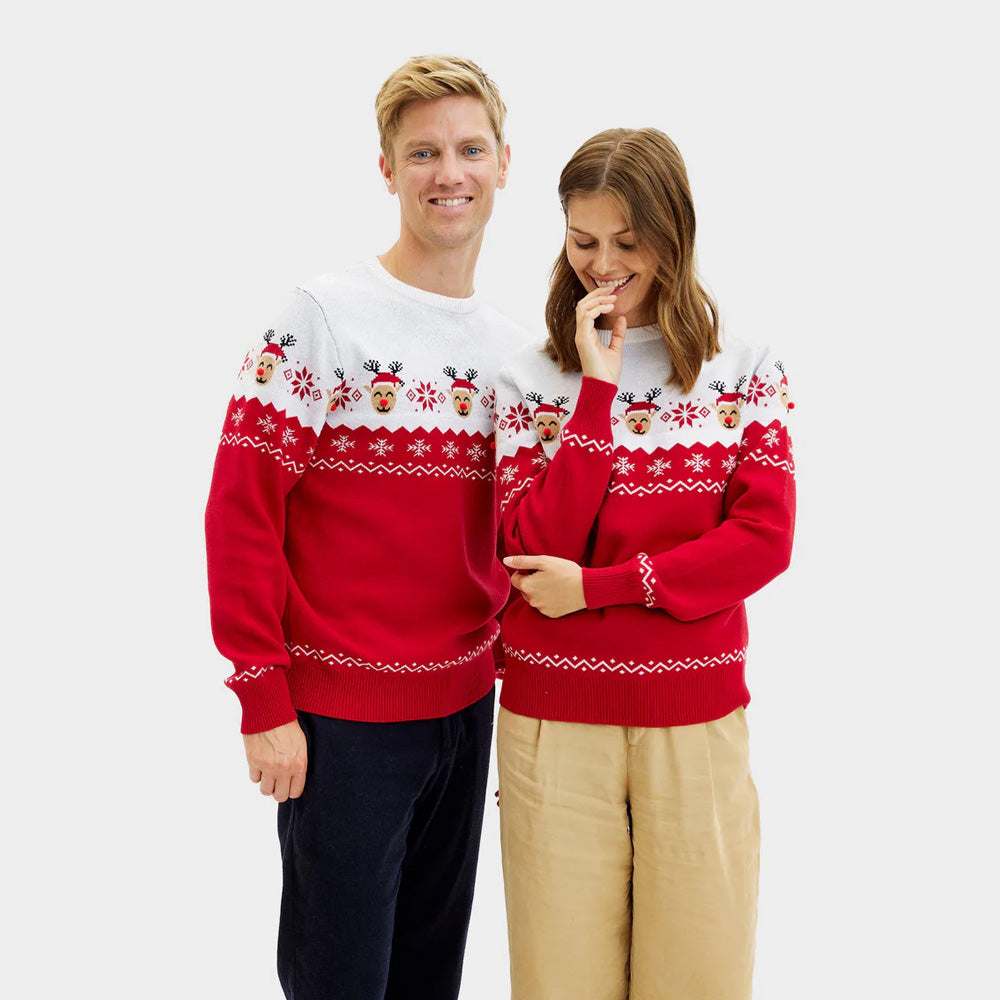 Pull de Noël pour Couple Renne Adorable