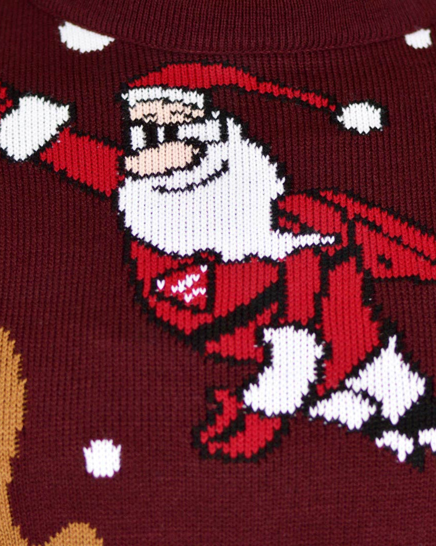 Pull de Noël pour Couple Renne Batman Père Noël Superman detail