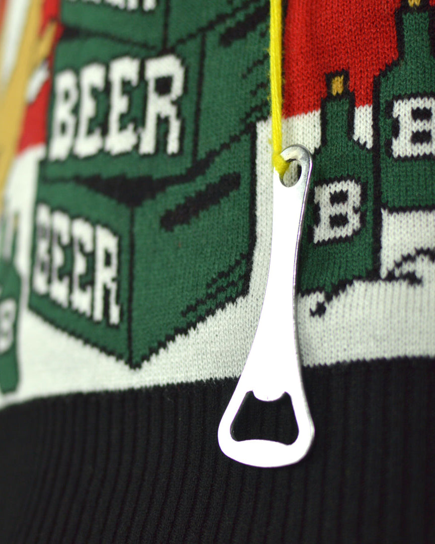 Pull de Noël pour Couple Renne avec Ouvreur de Bière 3D