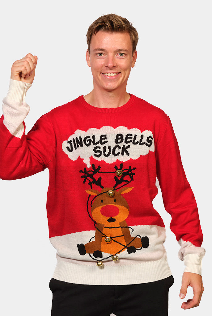 Pull de Noël pour Couple Rouge Jingle Bells Suck Grelots 3D homme