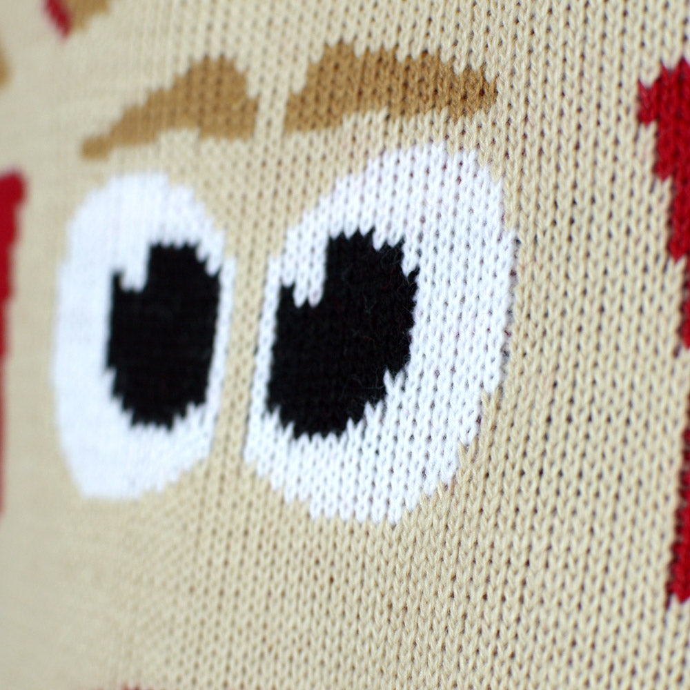 Pull de Noël pour Couple Rouge avec Renne et Neige detail