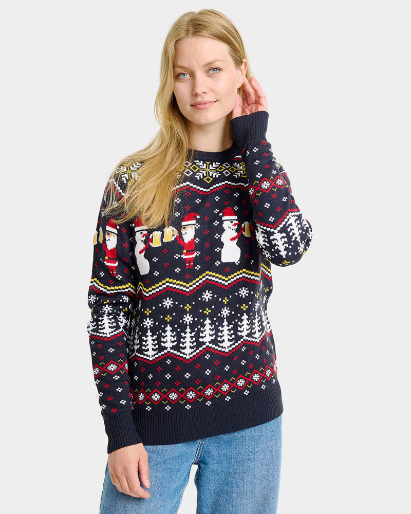 Pull de Noël pour Couple Toast Père Noël femme