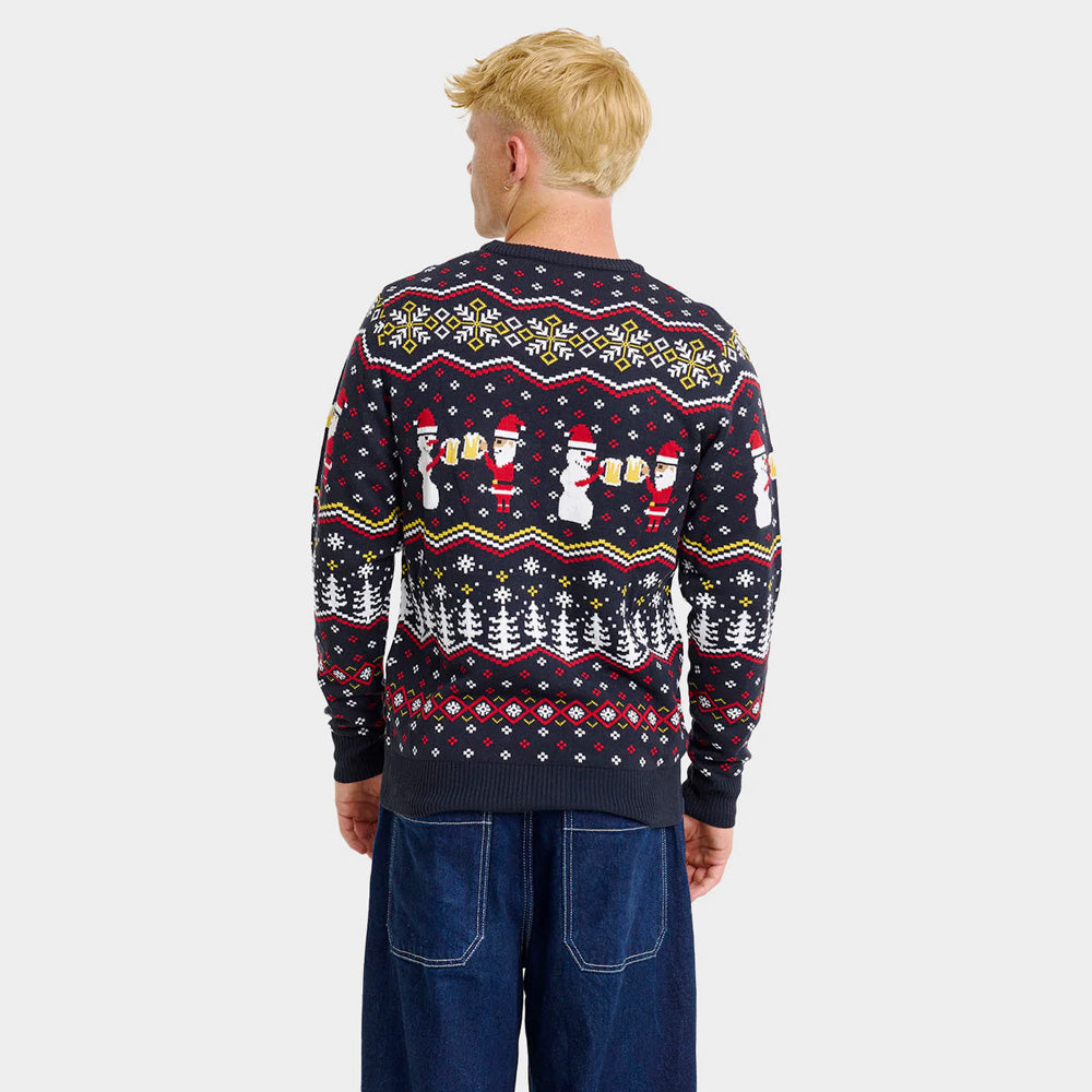 Pull de Noël pour Couple Toast Père Noël Homme