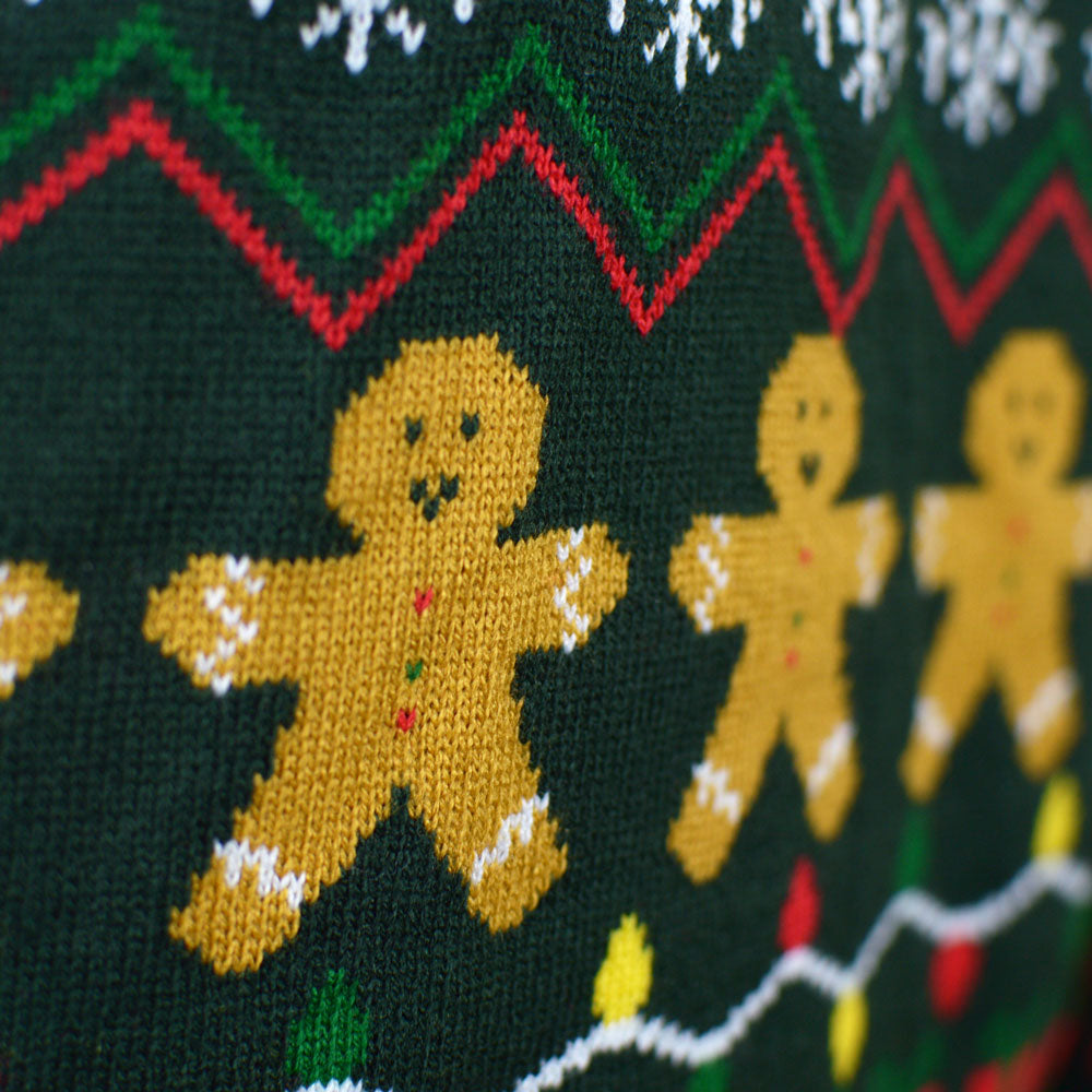 Pull de Noël pour Couple Vert Happy Holidays Gingerbread