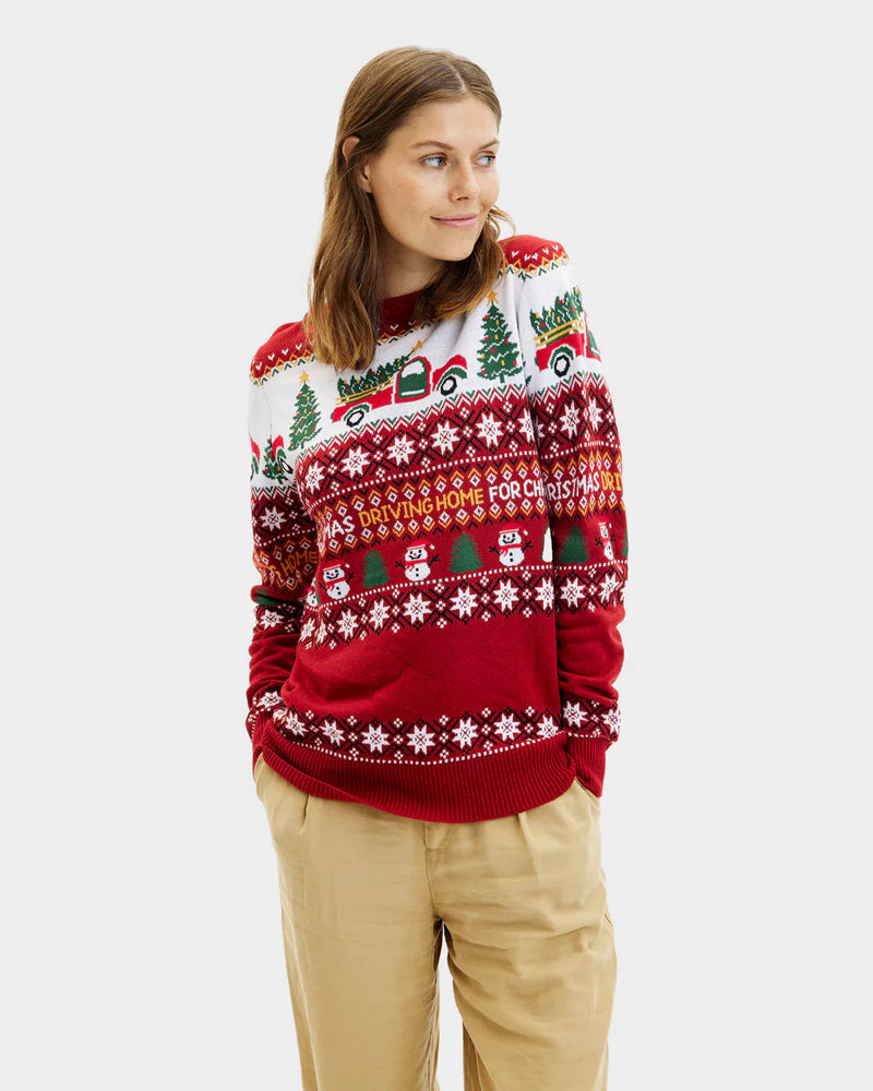 Pull de Noël Femme Driving Home