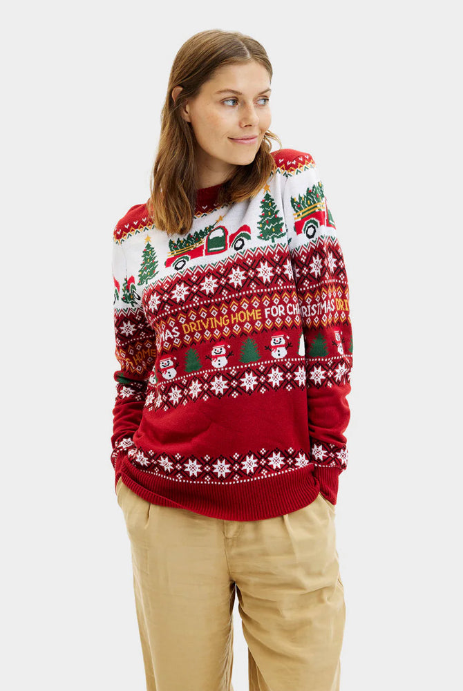 Pull de Noël Femme Driving Home